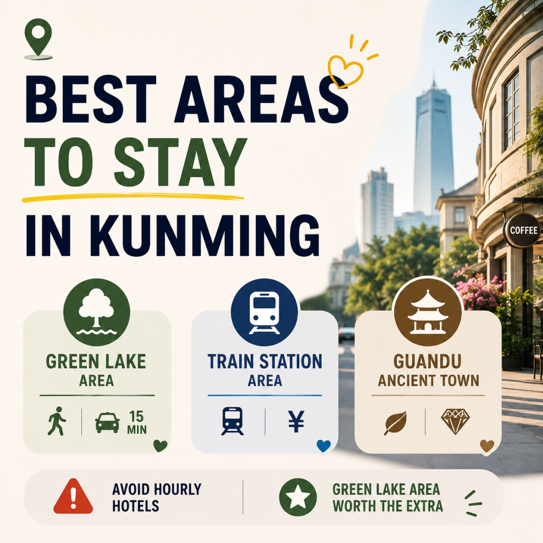 Best areas to stay in Kunming Kunming is spread out.