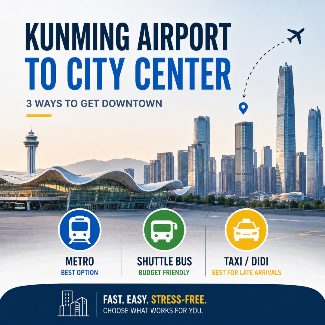 Kunming Airport to city center 3 ways Landing at